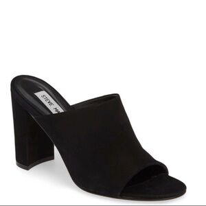Steve Madden Esmeralda Black suede Peep-Toe Mules